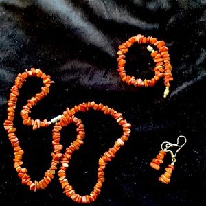 Goldstone necklace, earrings and bracelet.